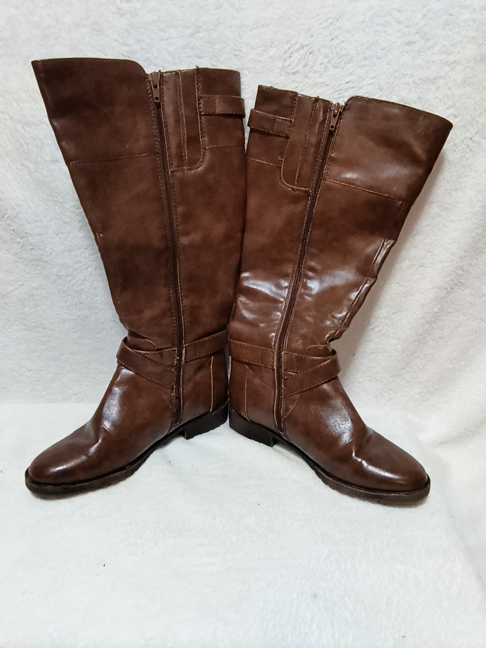 Kim Rogers Hayes Womens 6M Wide Calf Brown Buckle Knee High Boots